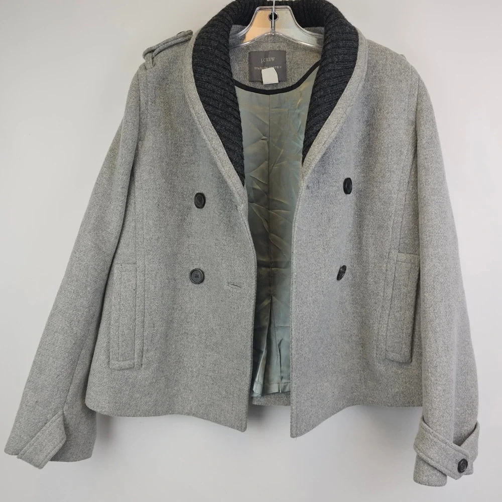 J.Crew Womens 8 Stadium Cloth Gray Wool Coat Nello Gori Jacket Quiet Luxury City - Picture 3 of 16